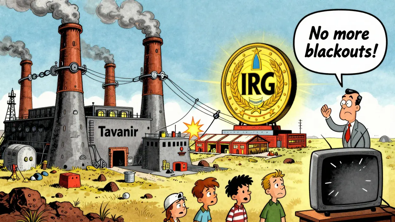 A sinister power plant drains electricity from small miners while a giant IRGC farm uses free power.