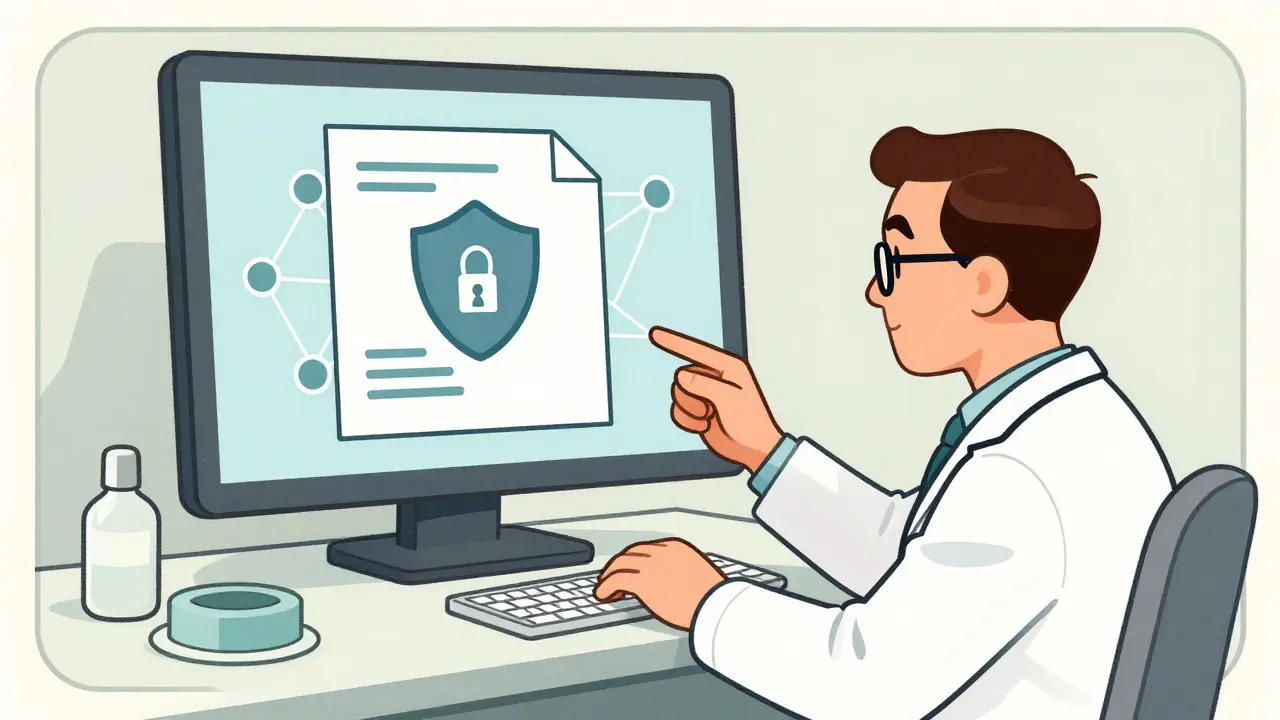 Doctors securely sharing medical data using blockchain privacy features