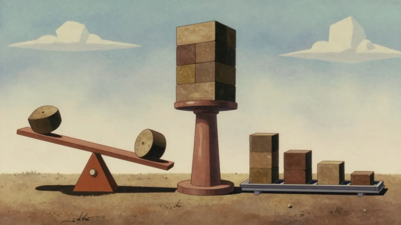 Three machines representing volatile, stable, and weighted trading models.