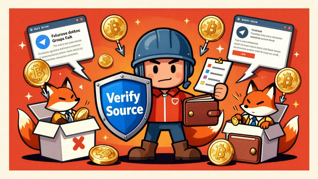 Cartoon character defending against phishing hooks and fake crypto scams