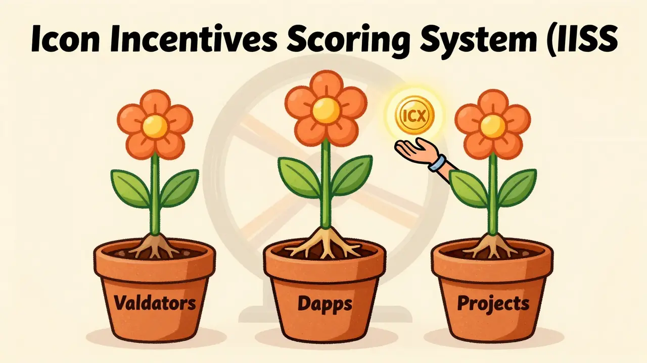 Cartoon showing ICON IISS reward system and delegation