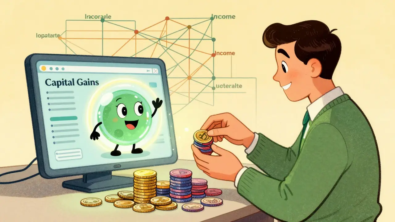 Software assistant organizing crypto transactions into tax categories
