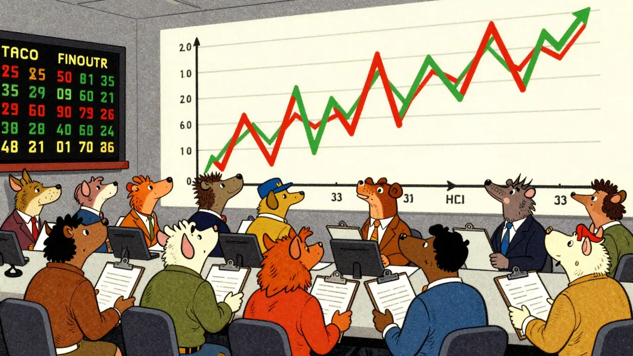 Retro comic style chaotic stock market scene
