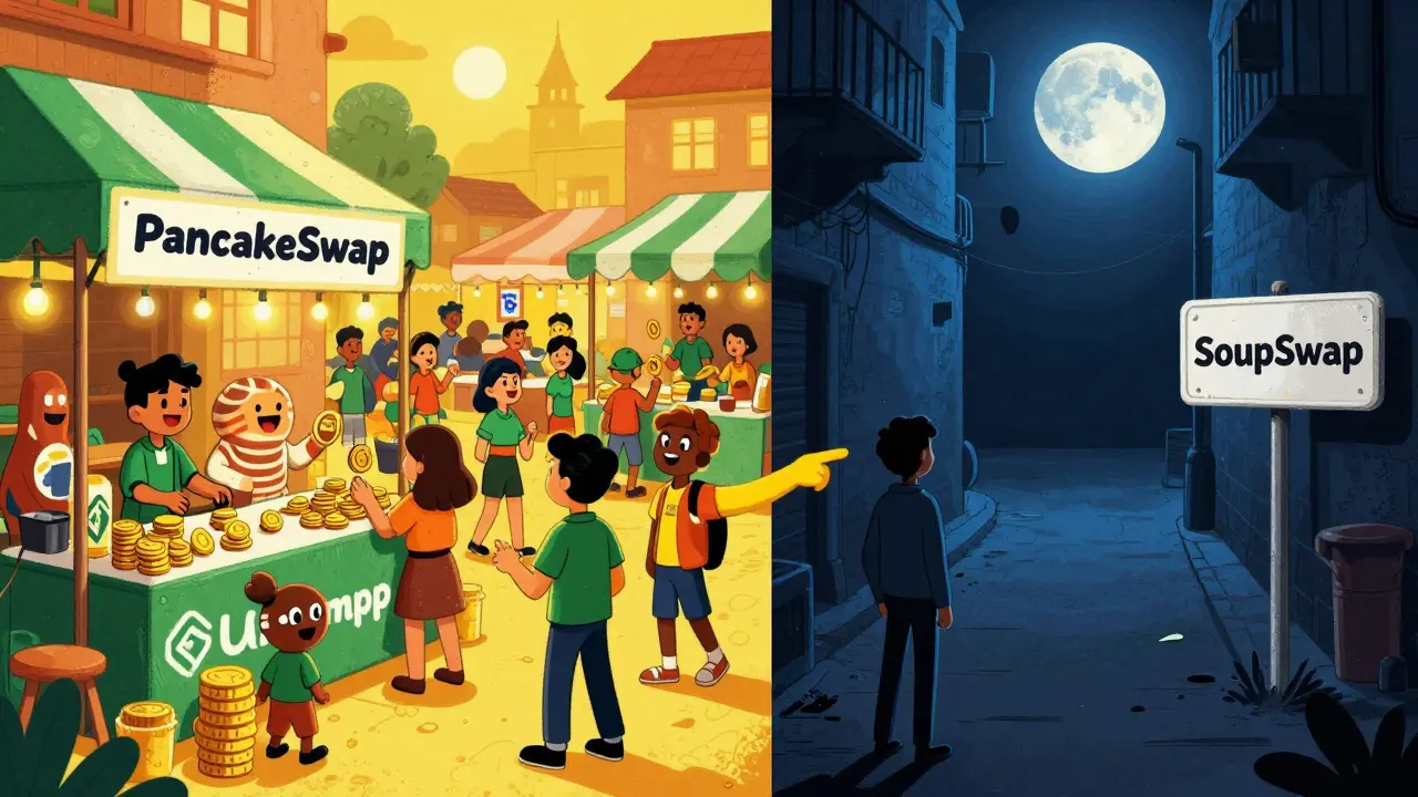 Safe crypto markets vs dangerous dead ends in vintage cartoon art