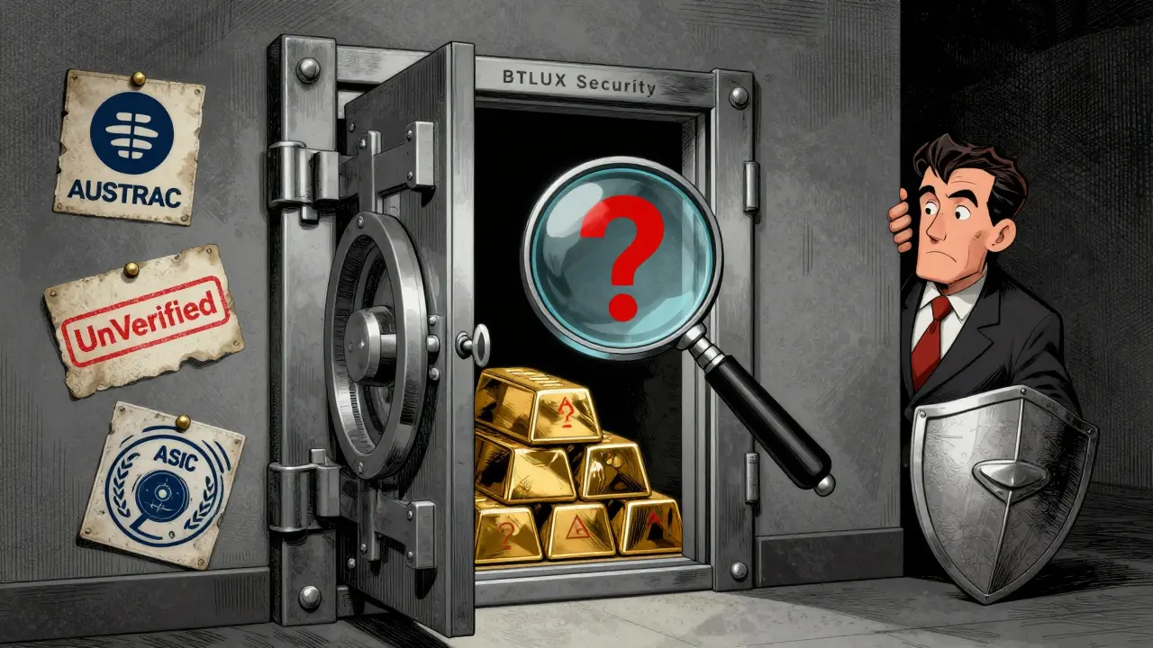 Vault with missing security details and unverified badges, vintage cartoon style