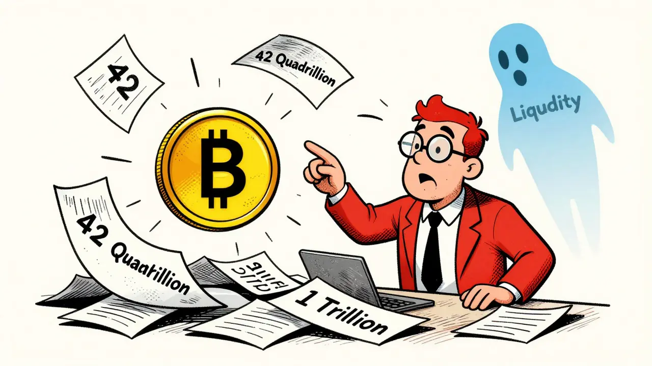 Vintage cartoon of confused accountant surrounded by conflicting crypto data papers