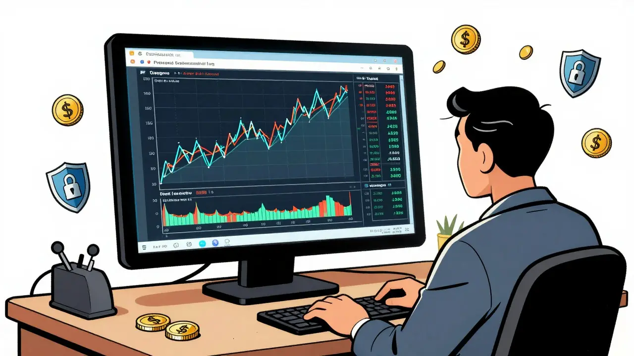 Vintage illustration of easy-to-use crypto trading interface